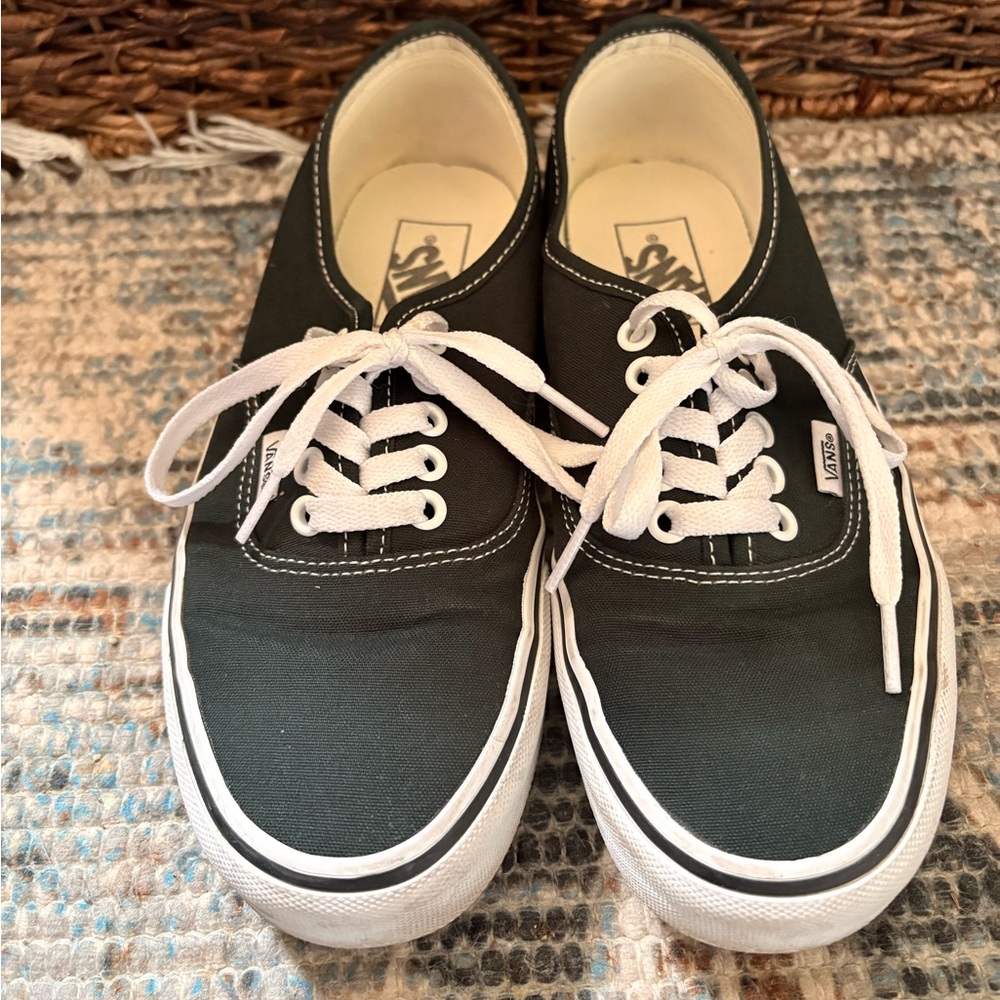 Vans Forest Green and White Canvas Sneakers